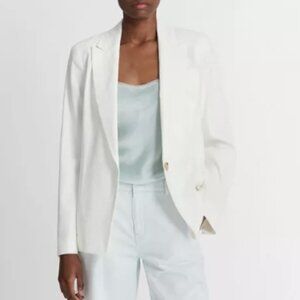 NWT Vince Linen Blend Single Button Blazer Off White 12